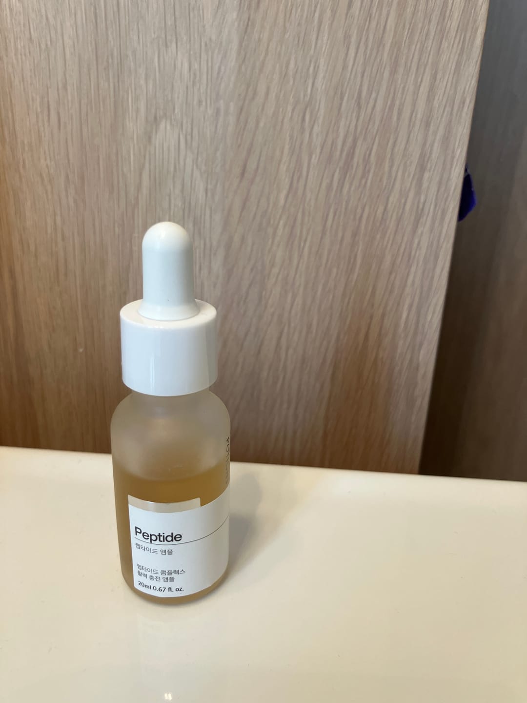 Customer photo review of The Potions Peptide ampull 20ml. Øker kollagenproduksjon, revitaliserer og jevner ut hudtonen.