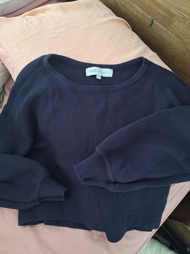 Customer photo review of Sylvie Luxury Maternity Knitted Cropped Jumper- Navy