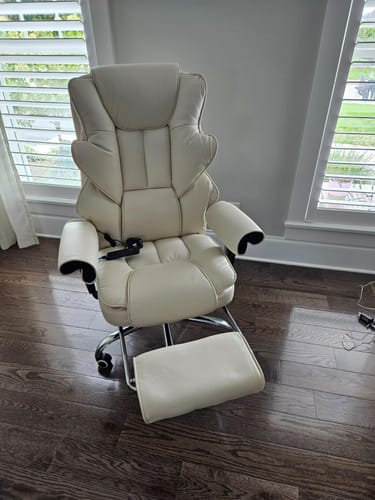 Customer photo review of 6-Point Massage Heat Ergonomic Reclining Office Chair with Footrest Beige