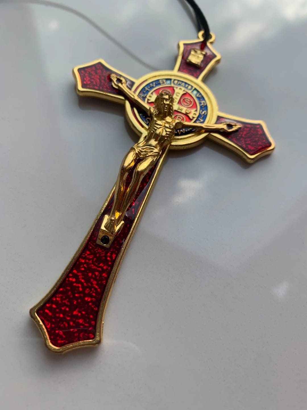 Customer photo review of FREE Today: Classic Style Red/Blue Crafted Crucifix Big Size Pendant Necklace(2 color)