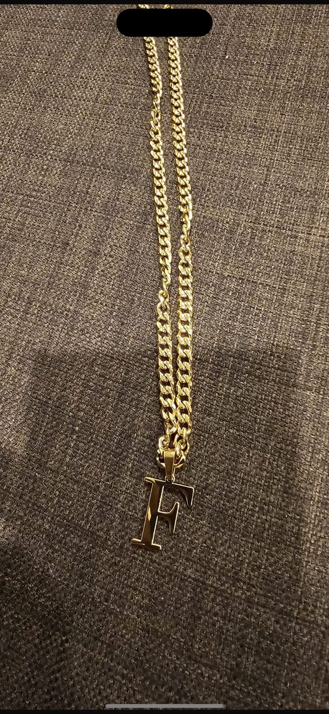 Customer photo review of Men initial Cuban necklace