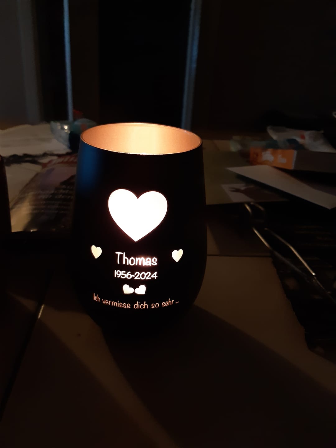 Customer photo review of Wir vermissen dich ... - Individuelles Trauerlicht