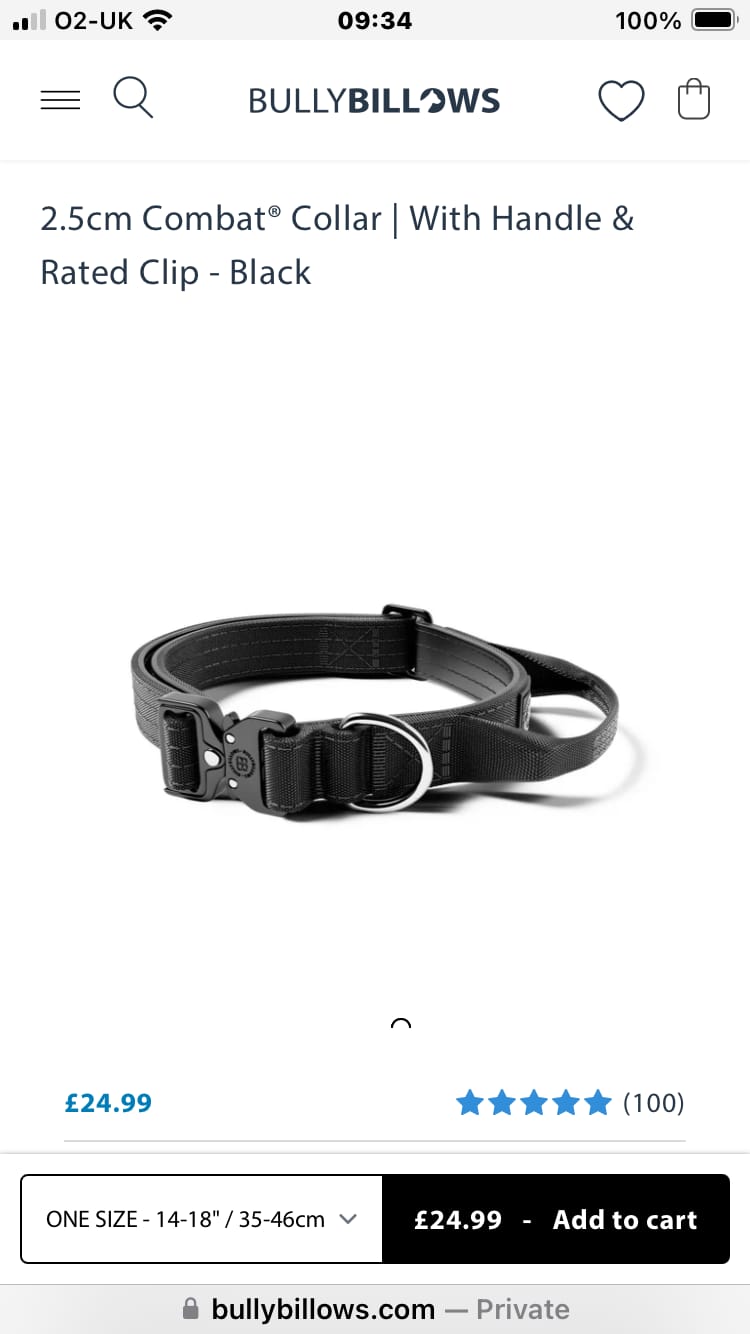 Customer photo review of 4cm Combat® Collar | With Handle & Rated Clip - Black v2.0