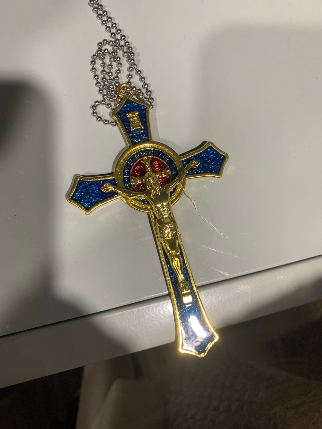 Customer photo review of FREE Today: Classic Style Red/Blue Crafted Crucifix Big Size Pendant Necklace(2 color)