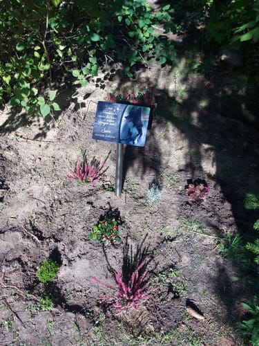 Customer photo review of Hunde Gedenktafel mit Foto & Spruch (UV- &  Wetterfest)