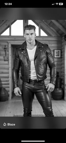 Customer photo review of Original Cowhide Thick Leather Pants