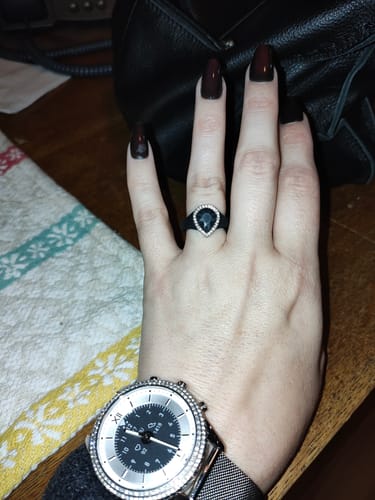 Customer photo review of New! Pear Silicone Ring with Metal Frame and Stones