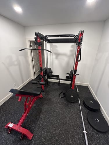 Customer photo review of Major Fitness F35 All-In-One Home Gym Wall-Mount Folding Power Rack