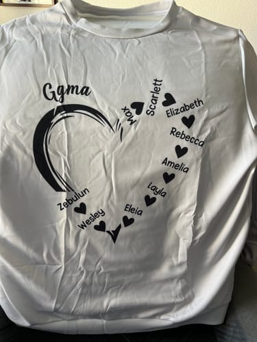 Customer photo review of Personalized Grandma and Grandkids,Grandma Heart Sweatshirt