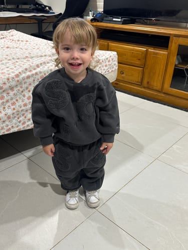 Customer photo review of Kids Wooley Fleece Set - Charcoal
