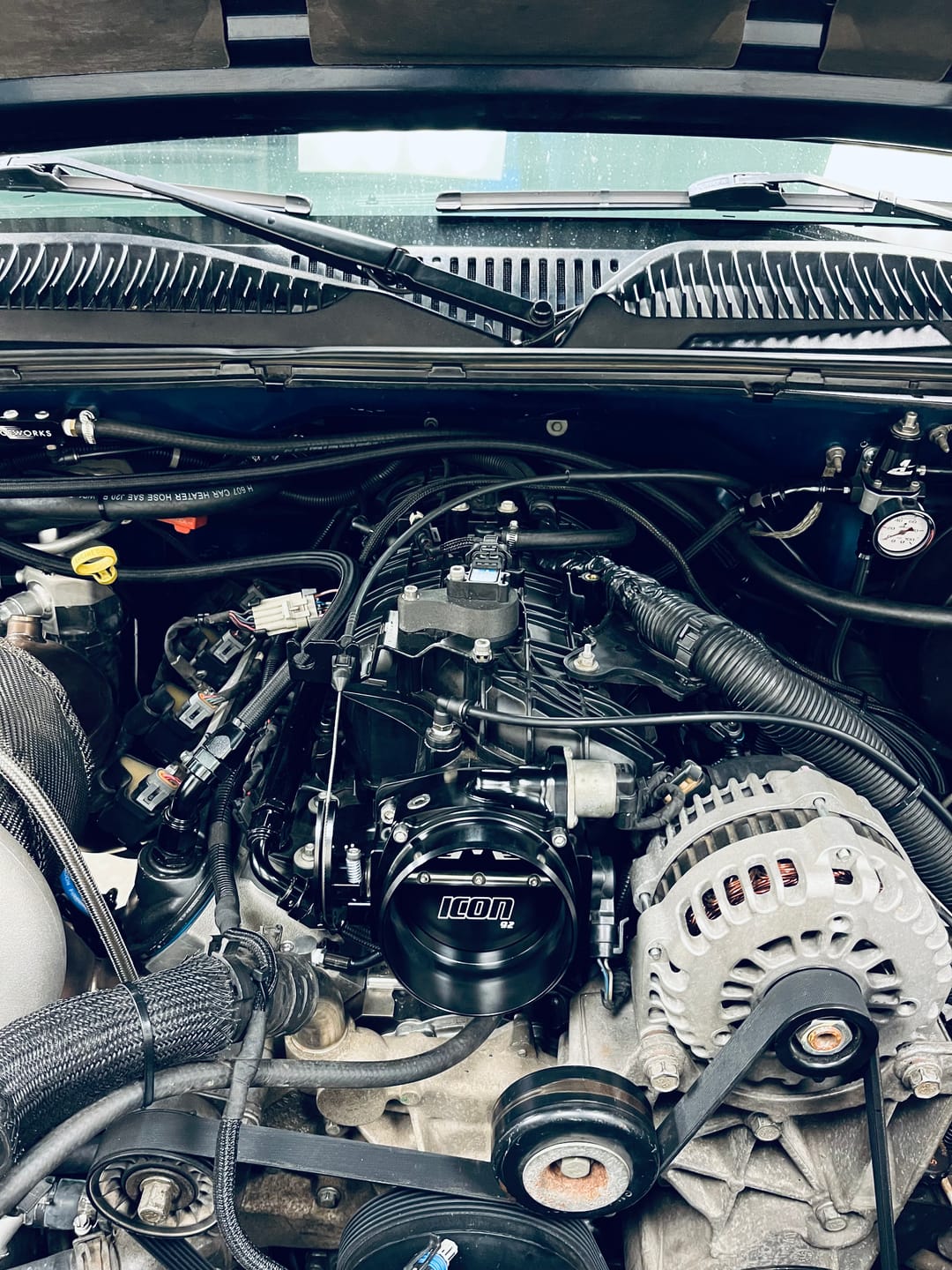 Customer photo review of ICON 92/95mm Cable Drive Throttle Body (Black) w/ Interchangeable Connection