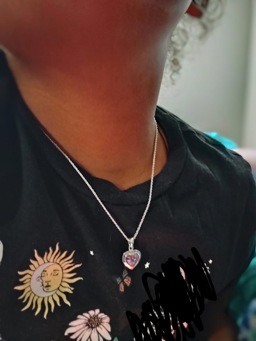 Customer photo review of Petite Bezelled Opal Heart