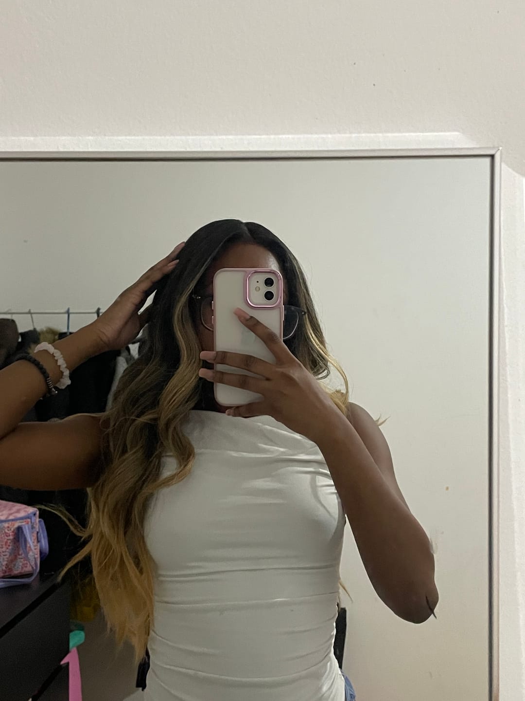Customer photo review of Outre Perfect Hairline Glueless Synthetic Hair 13X6 HD Lace Front Wig - MONIECE