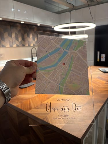 Kundenbewertung mit Foto zu "Unser Ereignis" - Personalisierte Acryltafel