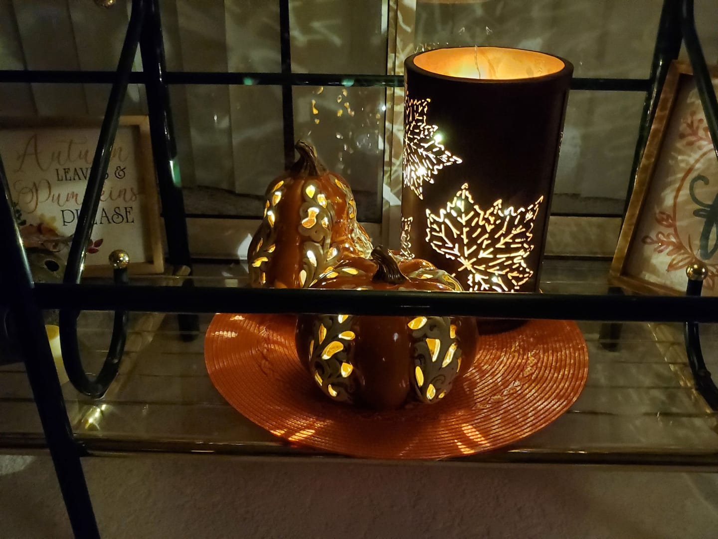 Customer photo review of Brown Leaf Cutout Lantern
