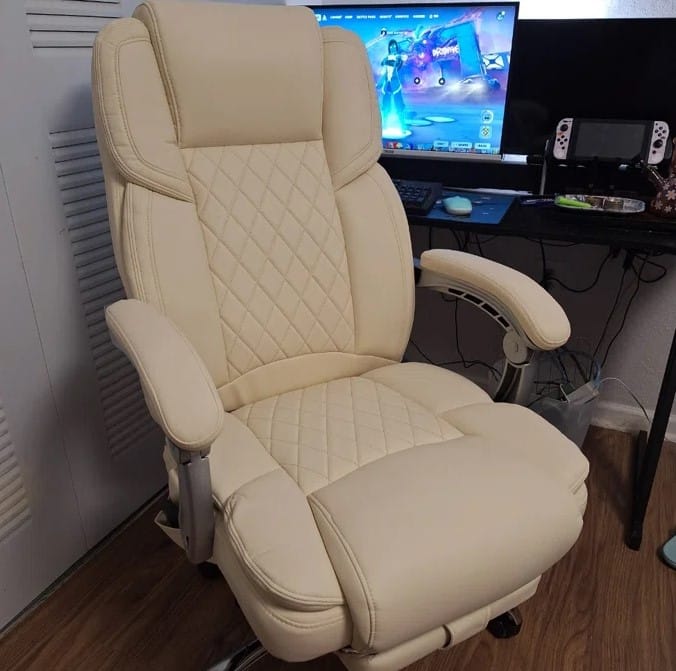 Customer photo review of Executive Office Chair, Ergonomic Desk Chair Big and Tall Massage and Heated, White