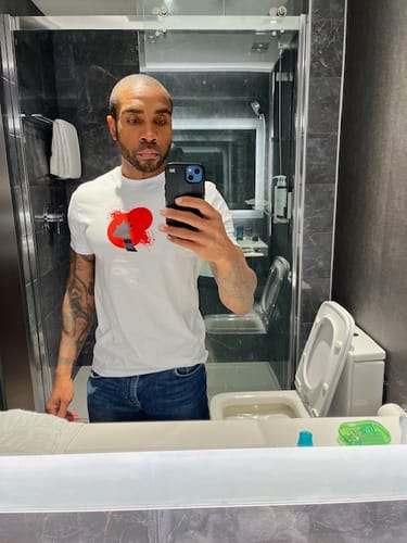 Customer photo review of STAND OUT Tee (White)