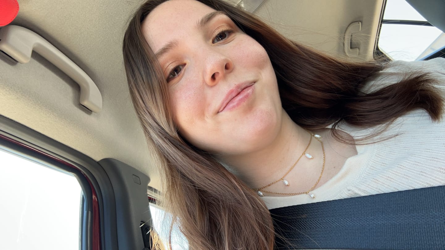 Customer photo review of Kayla Pearl Drop Layered Necklace