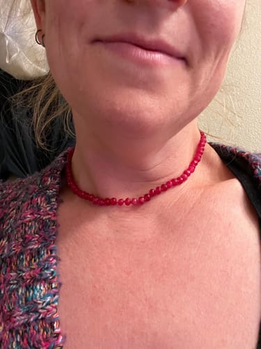 Customer photo review of Pink Jade + Gold || Gemstone Necklace