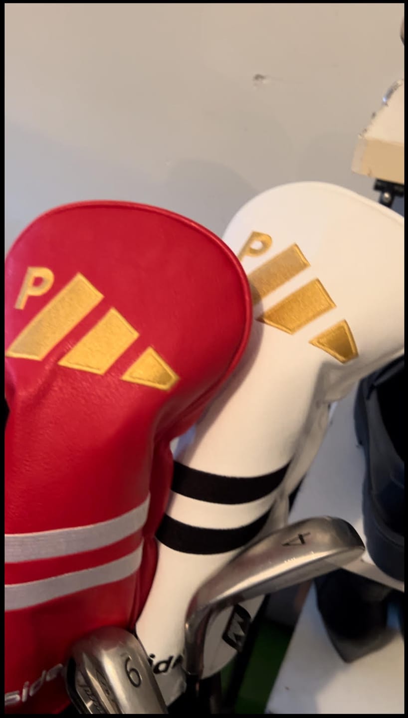Customer photo review of Personalized Diagonal Stripes Wood Head Covers With Your Logo
