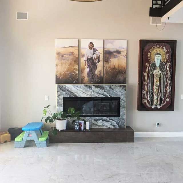 Customer photo review of Jesus the Good Shepherd Wall Art Canvas Print - Lost Lamb  Print for Prayer Room Decor