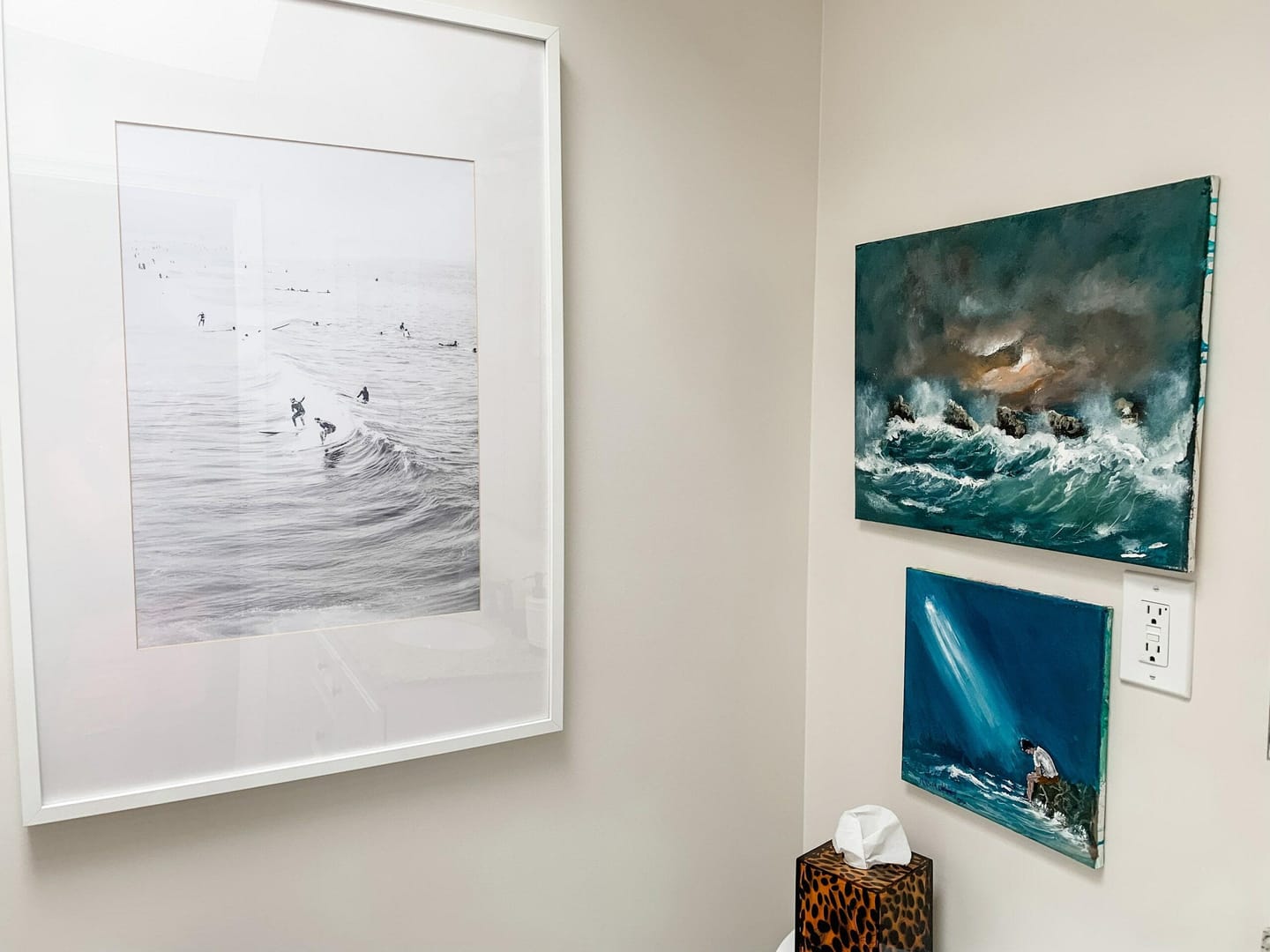 Customer photo review of Black White Surfers on the Waves Wall Art Print