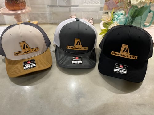Customer photo review of Premium Custom Leather Patch Hats (Wholesale)