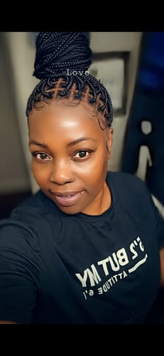 Customer photo review of HD Knotless Braid Wig, Human Hair, HD Full Lace, Black, Glueless - Shade