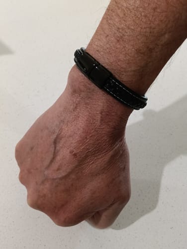 Customer photo review of Black Braided Stainless Steel Bracelet