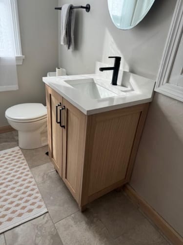 Customer photo review of Bridgeport SLIM 24" White Oak Bathroom Vanity w/ Doors
