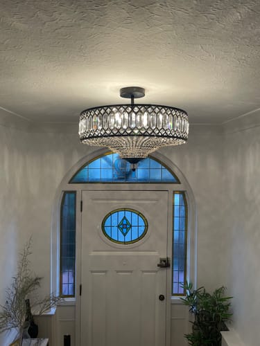 Customer photo review of Carved Crystal Drum Semi Flush Mount
