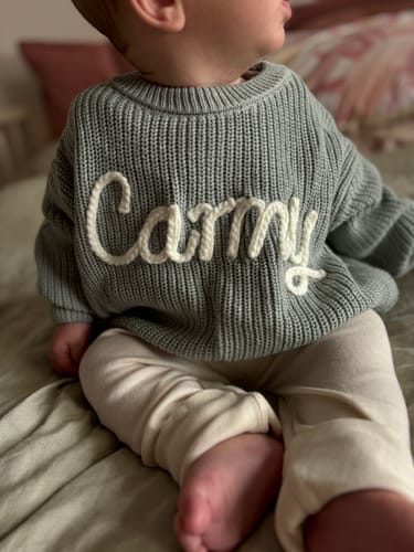 Customer photo review of Hand Knitted Personalized Sweater