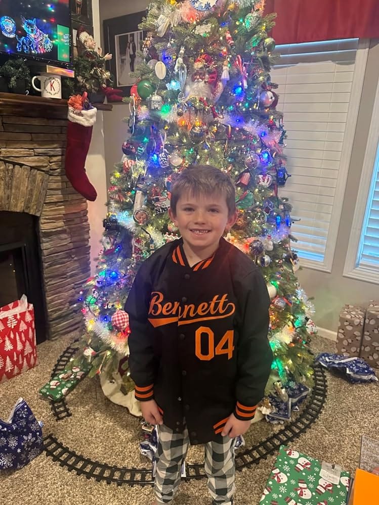 Customer photo review of Custom Black Orange-Black Letterman Solider Classic Style Varsity Full-Snap Jacket