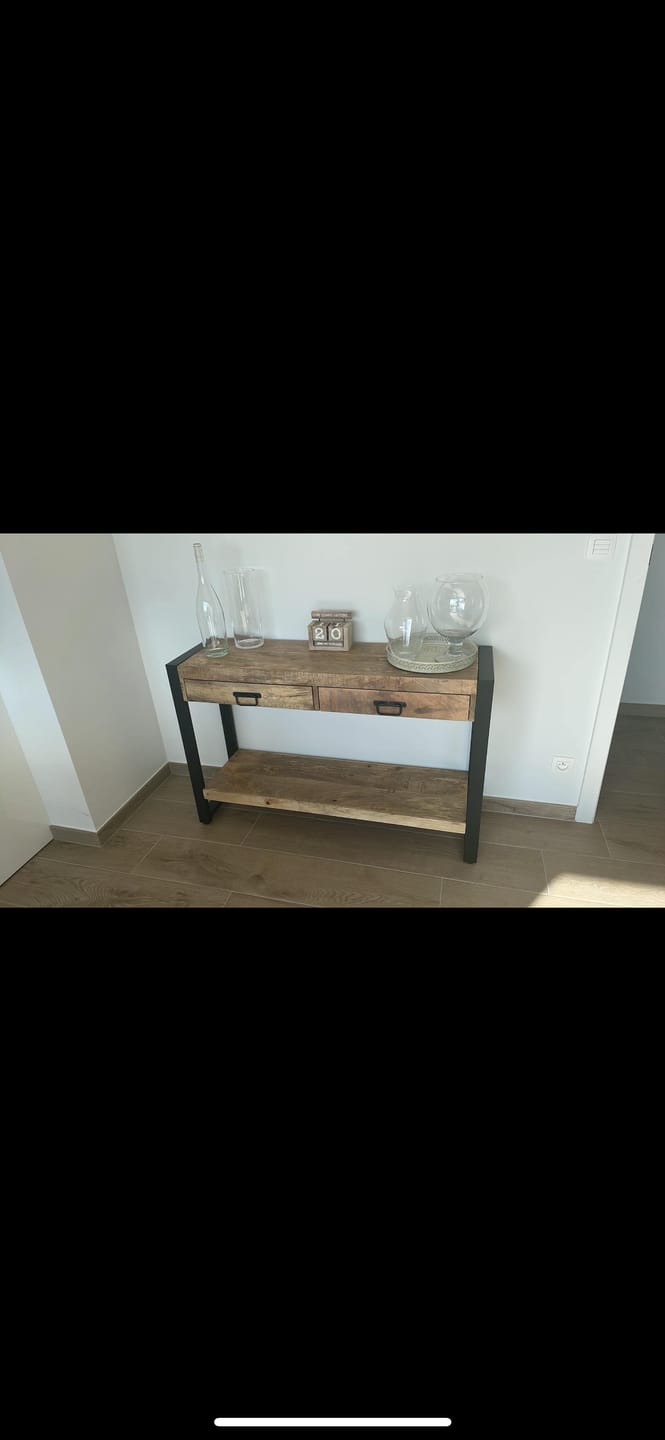 Customer photo review of Sidetable Mangohout en Staal | 120 x 35 x 76 cm