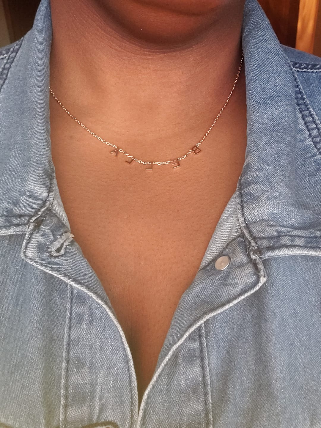 Customer photo review of Custom Letter Necklace