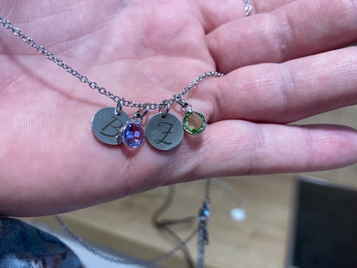 Customer photo review of Ogrlica: Tiny Initial Birthstone