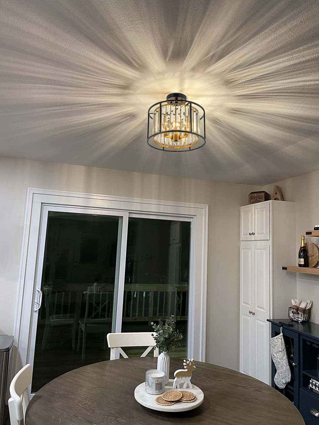 Customer photo review of Modern 3-Light Layered Crystal Drum Semi-Flush Mount