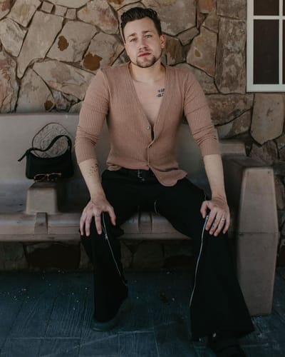 Customer photo review of Mens Solid V-Neck Button Front Knit Shirt SKUK48906