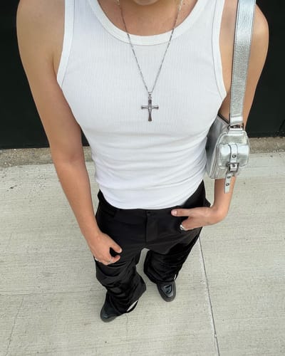 Customer photo review of Mens Solid Hierarchical Styling Design Pants SKUK50853