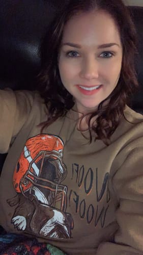 Customer photo review of Pound Puppy - Football Crewneck