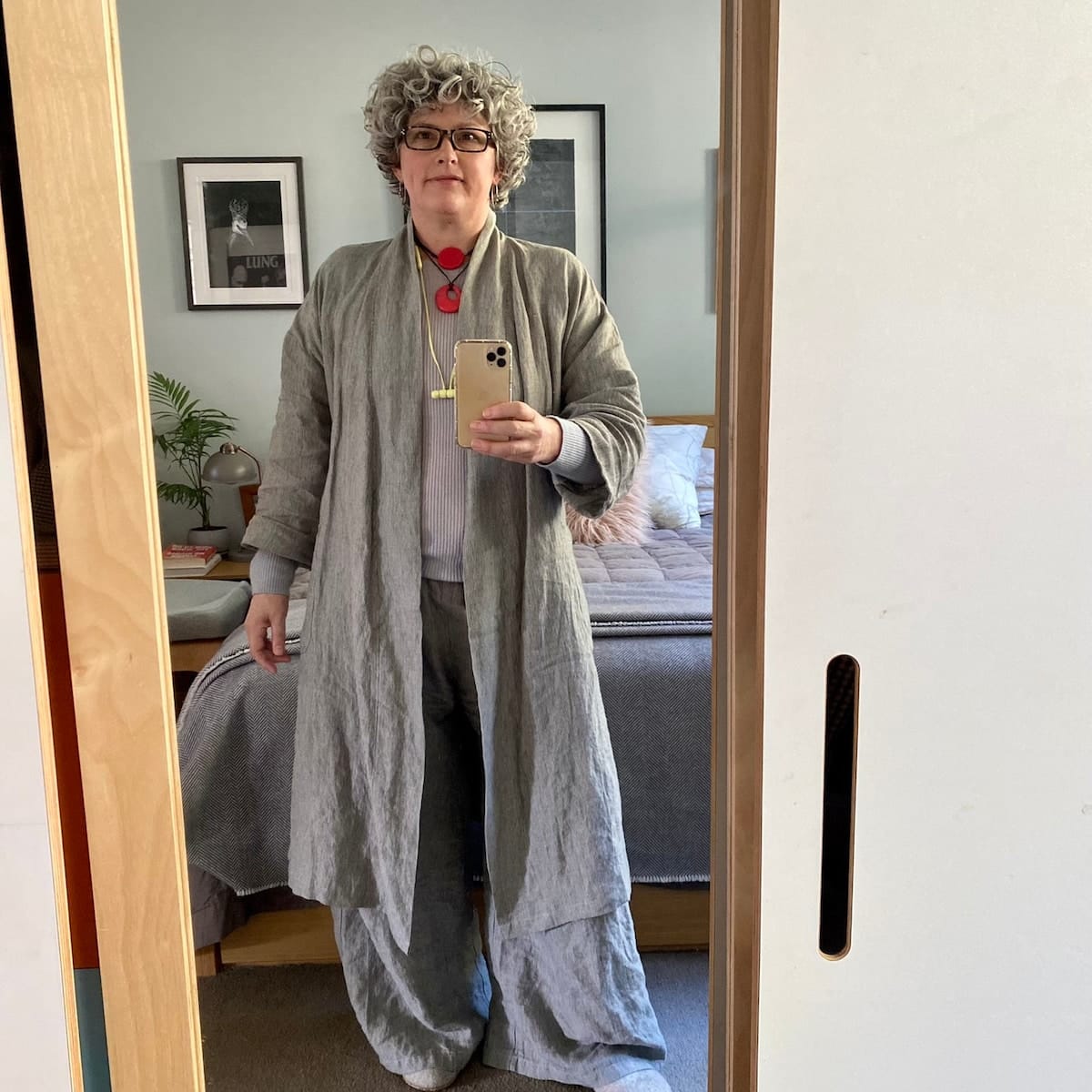 Customer photo review of Handmade Long Linen Bathrobe