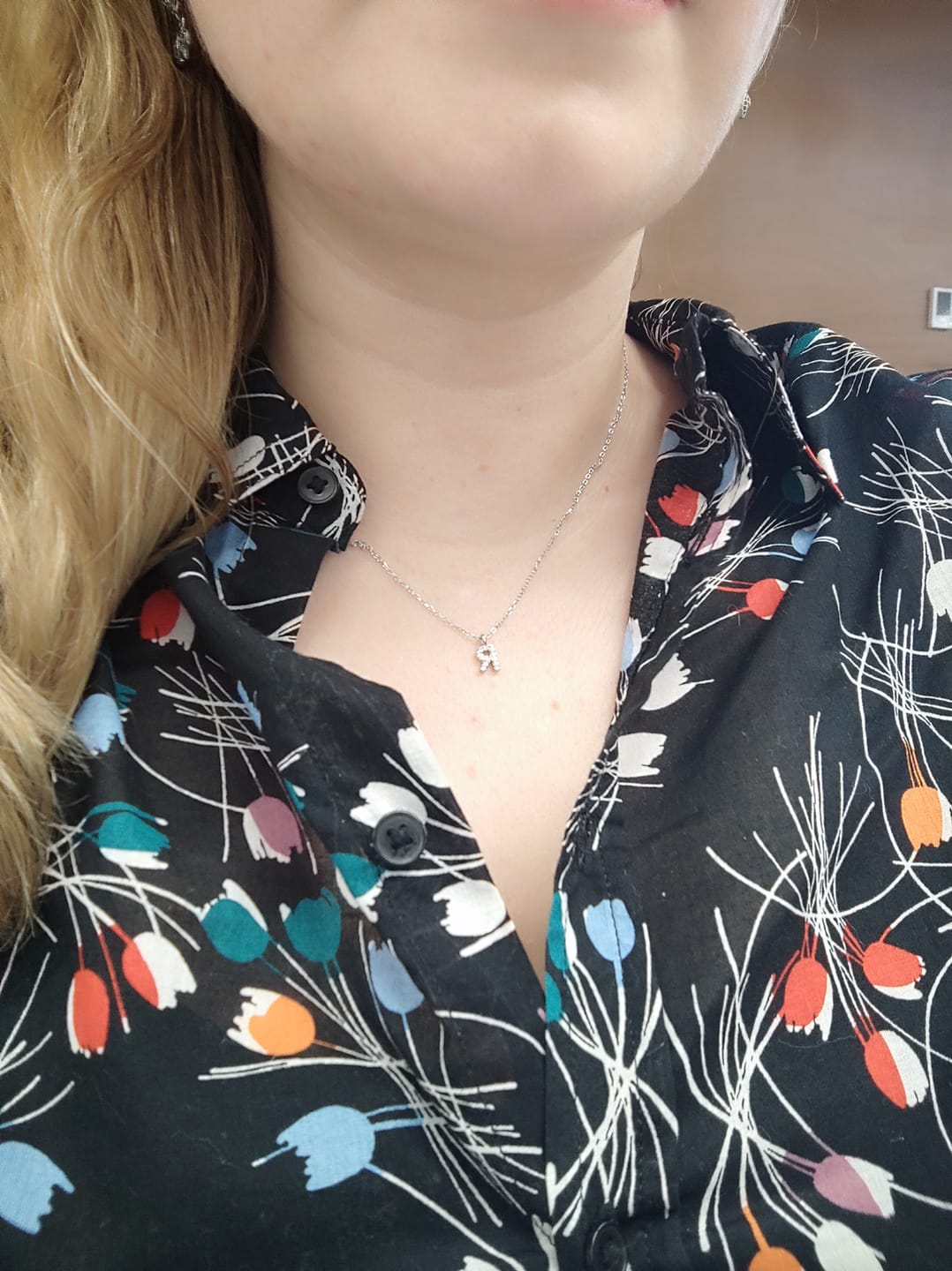 Customer photo review of Collar Plateado Inicial Zirconias