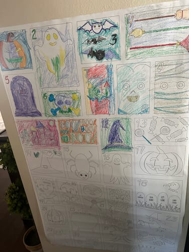 Customer photo review of Halloween Countdown Calendar Coloring Sheet