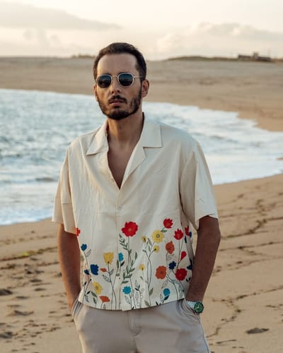 Customer photo review of Mens Floral Print Revere Collar Shirt SKUK22895