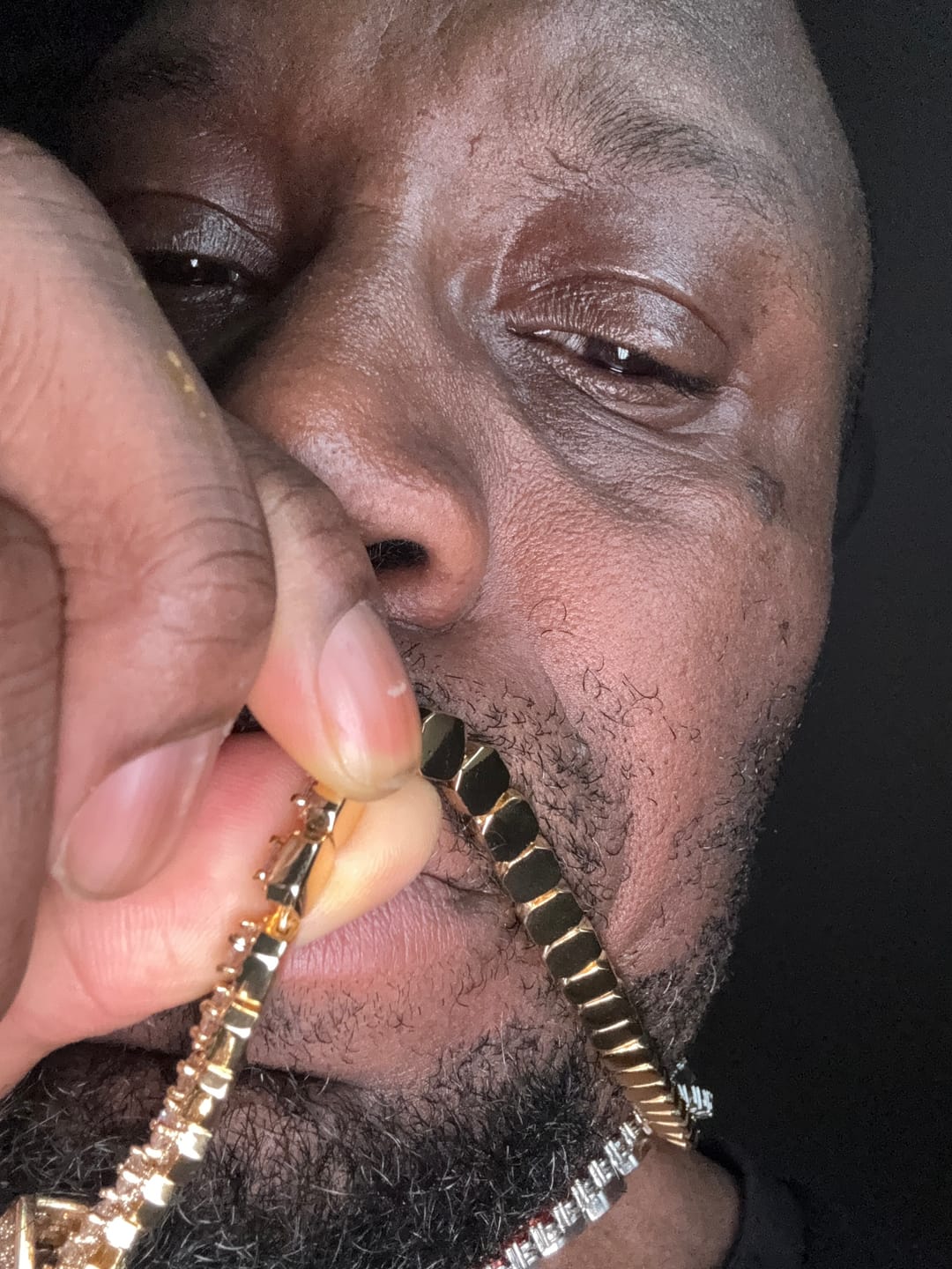Customer photo review of Micro Clustered Tennis Chain - Gold