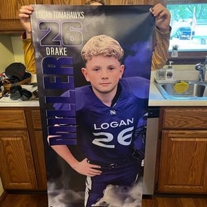 Customer photo review of Custom Sports Banner - Sports Legends Football