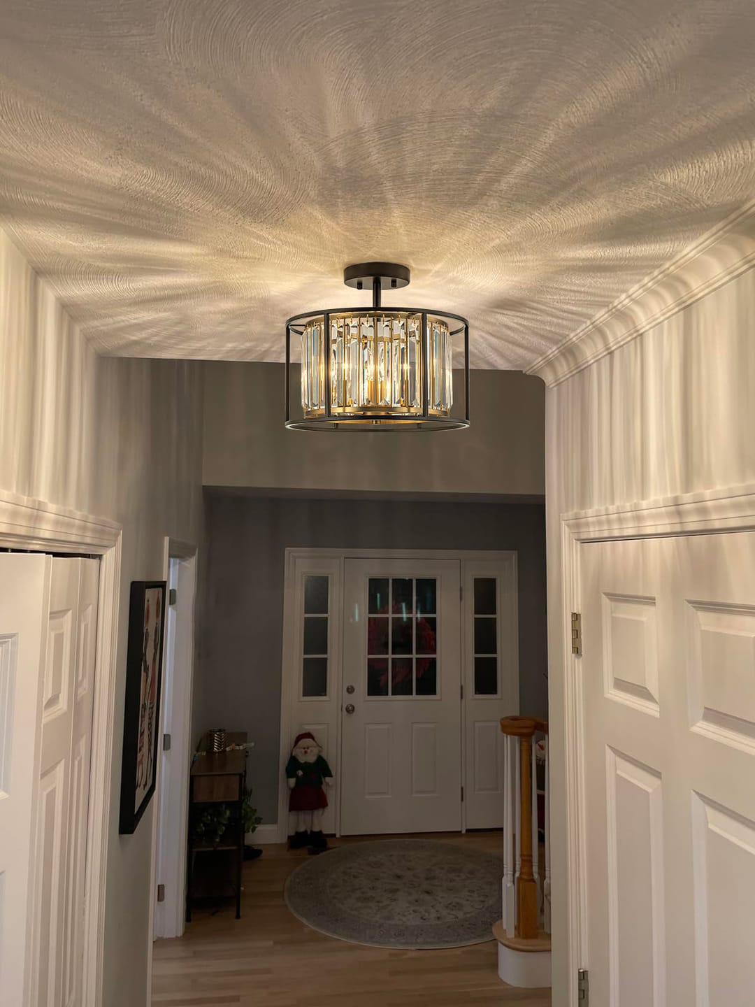 Customer photo review of Modern 3-Light Layered Crystal Drum Semi-Flush Mount