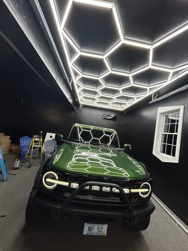 Customer photo review of Hexagon Garage Lights | 2 Grid Bundle