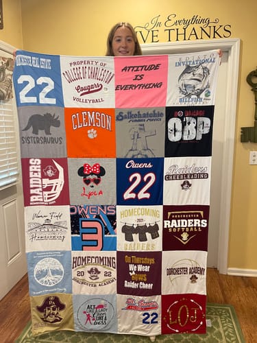 T-shirt quilt featuring owens raiders by Deborah from SC