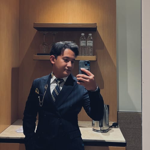 Customer photo review of Double Breasted Suit Blazer - Deep Blue Stripes (Peak Lapel)